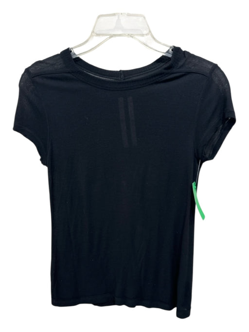 Rick Owens Size 6 Black Viscose Blend Cap Sleeve Back Seam Tee Top Black / 6
