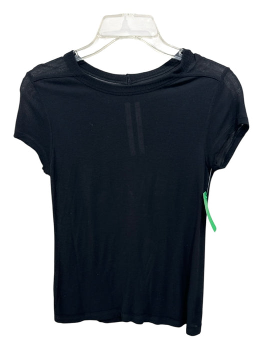 Rick Owens Size 6 Black Viscose Blend Cap Sleeve Back Seam Tee Top Black / 6