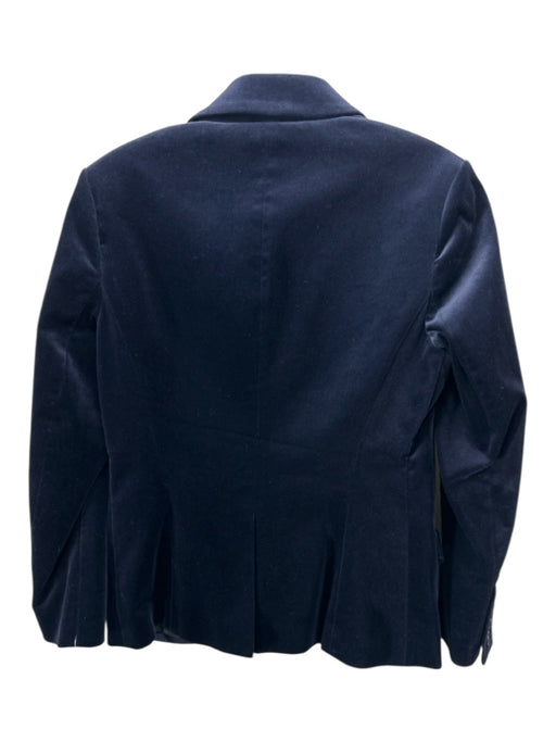 Theory Size 6 Navy Blue Cotton Blend Two Button Velvet Flap Pockets Jacket Navy Blue / 6