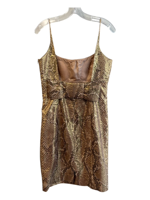 Tracy Reese Size 10 Gold Silk & Metallic Snake Print Spaghetti Strap Dress Gold / 10