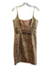 Tracy Reese Size 10 Gold Silk & Metallic Snake Print Spaghetti Strap Dress Gold / 10