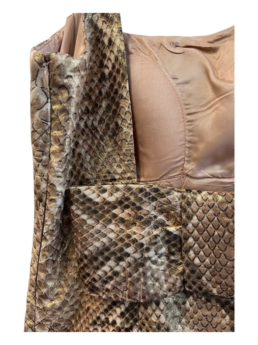 Tracy Reese Size 10 Gold Silk & Metallic Snake Print Spaghetti Strap Dress Gold / 10