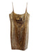 Tracy Reese Size 10 Gold Silk & Metallic Snake Print Spaghetti Strap Dress Gold / 10