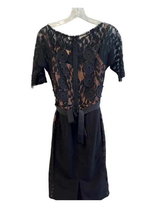 Beguile Byron Lars Size 4 Black Cotton Blend Lace & Crochet Detail Floral Dress Black / 4