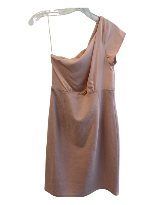 Susana Monaco Size 8 Pink 100% Wool Mixed Fabric One Shoulder Side Zip Dress Pink / 8