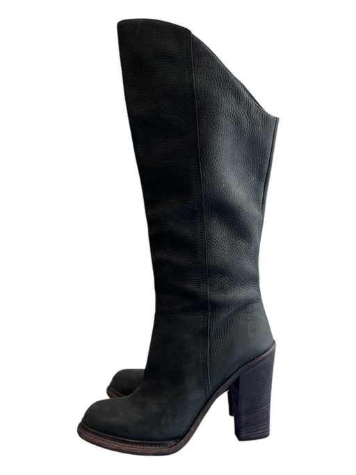 Vera Wang Shoe Size 9.5 Charcoal Leather Almond Toe Side Zip Knee High Boots Charcoal / 9.5