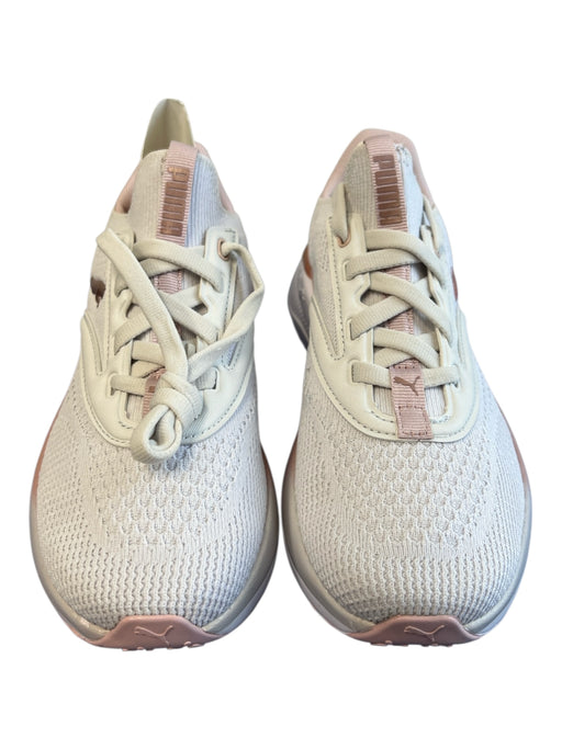 Puma Shoe Size 6.5 White & Pink fabric upper Round Toe lace up Logo Runner Shoes White & Pink / 6.5