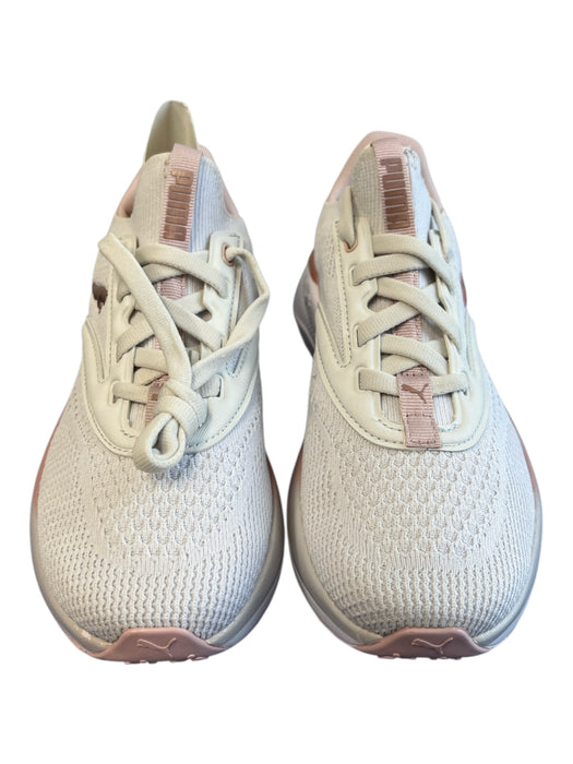 Puma Shoe Size 6.5 White & Pink fabric upper Round Toe lace up Logo Runner Shoes White & Pink / 6.5