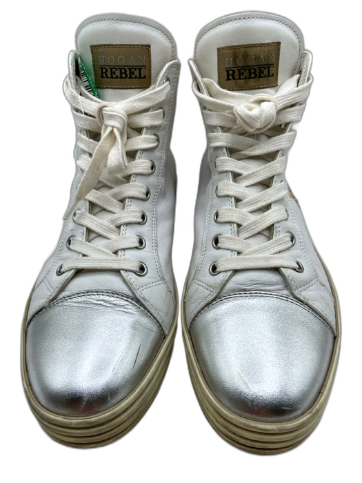 Hogan Shoe Size 38.5 White, Multi & Metallic Leather Upper Sequined Sneakers White, Multi & Metallic / 38.5