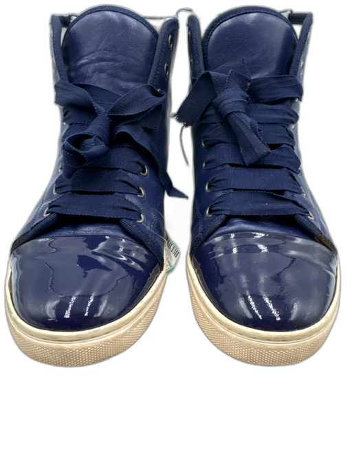 Lanvin Shoe Size 39 Blue Leather Patent Leather Cap Toe Lace Up Sneakers Blue / 39