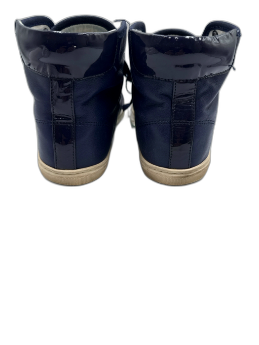Lanvin Shoe Size 39 Blue Leather Patent Leather Cap Toe Lace Up Sneakers Blue / 39