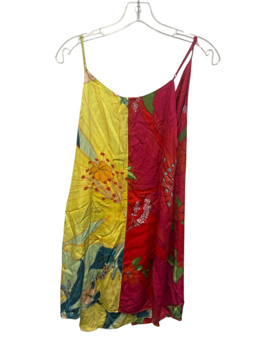 Farm Rio Size L Fuchsia, Yellow & Multi Rayon Blend Spaghetti Strap Floral Dress Fuchsia, Yellow & Multi / L
