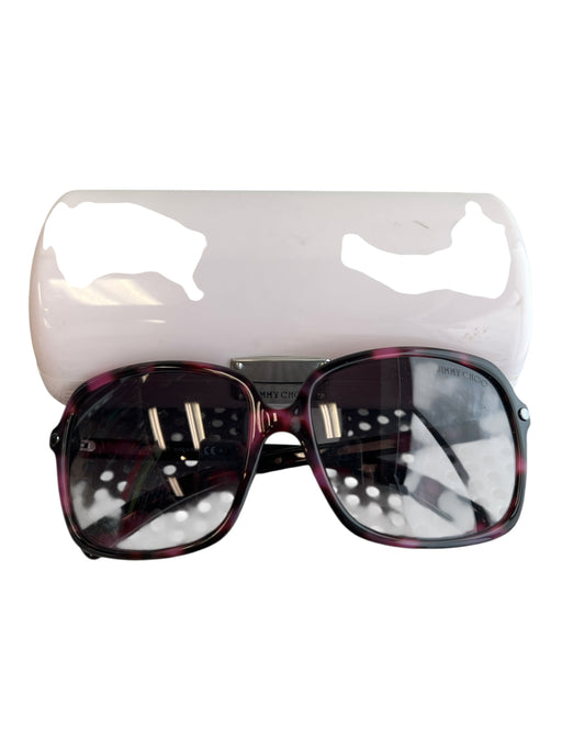 Jimmy Choo Pink & Black Plastic Tortoise shell Round Lens Oversized Sunglasses Pink & Black