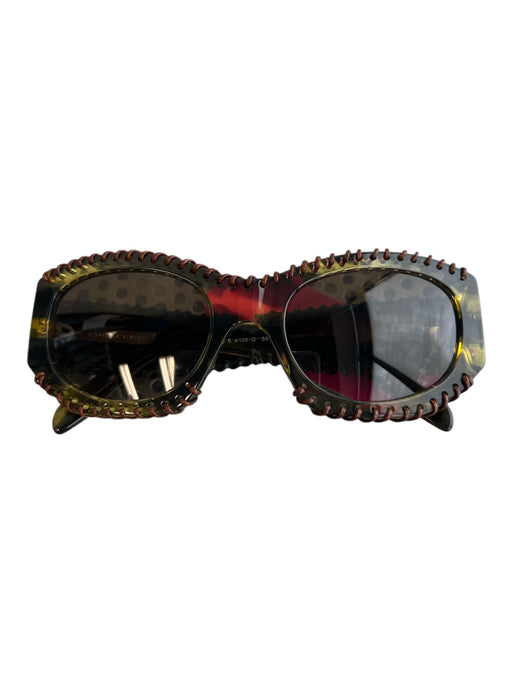 Burberry Olive Green Plastic Leather Cord Gradient Lens Sunglasses Olive Green