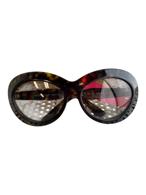 Alexander McQueen Brown Plastic Tortoise Round Lens Brown gradient Sunglasses Brown