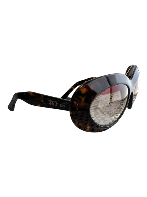 Alexander McQueen Brown Plastic Tortoise Round Lens Brown gradient Sunglasses Brown
