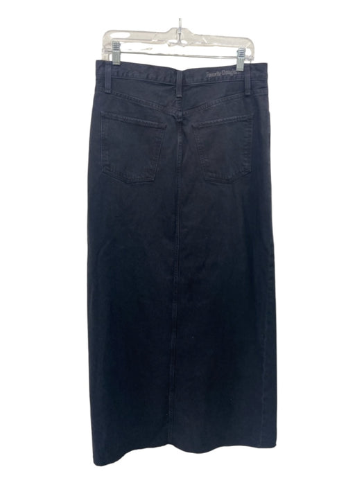 Favorite Daughter Size 30 Black Cotton Button Fly Front Slit Maxi Denim Skirt Black / 30