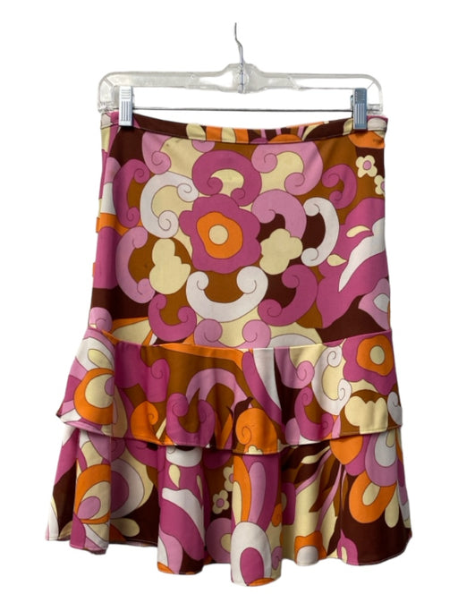 Dolce & Gabbana Size 26/40 Pink, Orange & Yellow Polyester Floral Tiered Skirt Pink, Orange & Yellow / 26/40