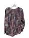 Rebecca Taylor Size 8 Dark Brown & Multi Silk V Neck Pocket Long Sleeve Top Dark Brown & Multi / 8