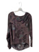 Rebecca Taylor Size 8 Dark Brown & Multi Silk V Neck Pocket Long Sleeve Top Dark Brown & Multi / 8