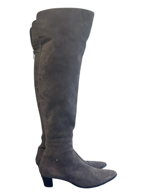 Helmut Lang Shoe Size 36.5 Storm Gray Suede Knee High Back Zip Pointed Toe Boots Storm Gray / 36.5