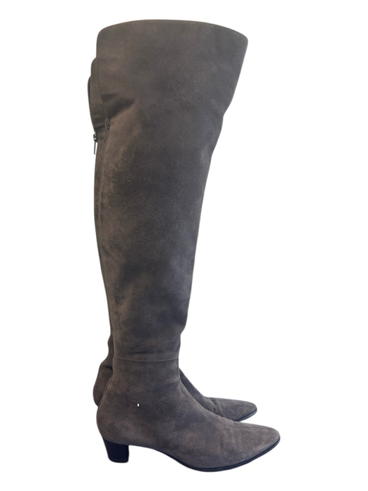 Helmut Lang Shoe Size 36.5 Storm Gray Suede Knee High Back Zip Pointed Toe Boots Storm Gray / 36.5