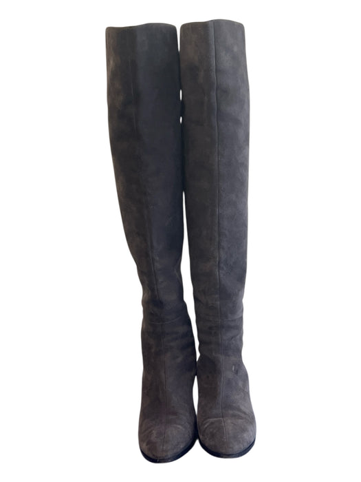 Helmut Lang Shoe Size 36.5 Storm Gray Suede Knee High Back Zip Pointed Toe Boots Storm Gray / 36.5