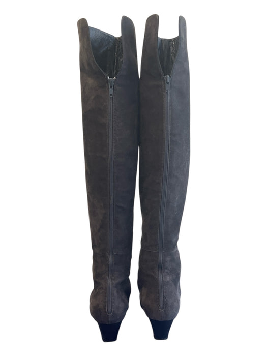 Helmut Lang Shoe Size 36.5 Storm Gray Suede Knee High Back Zip Pointed Toe Boots Storm Gray / 36.5