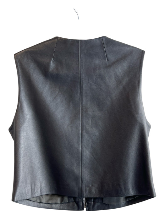 Saguaro Size M Gray Leather Round Neck Zip Front Cropped Vest Gray / M