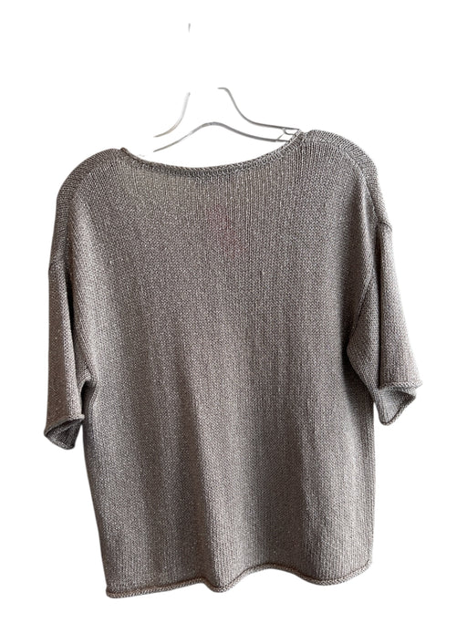 White + Warren Size S Champagne Viscose Blend Knit Scoop Neck Shimmer Sweater Champagne / S