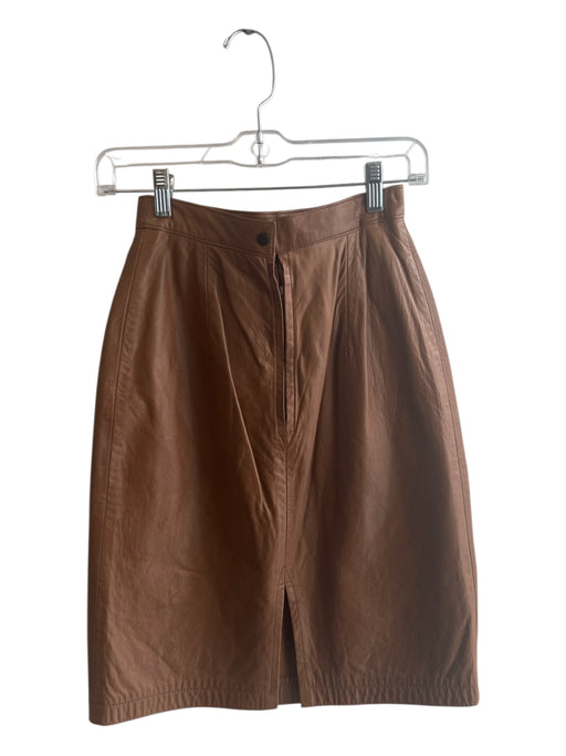 Maxima Size 2 Brown Leather Back Zip seam detail Knee Length Pencil Skirt Brown / 2