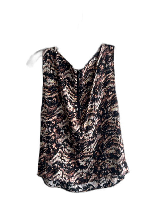 Alice + Olivia Size S Brown Silk & Spandex Wood Back Zip Sleeveless Top Brown / S