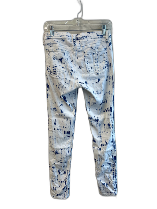 Rag & Bone Size 27 White & Blue Cotton Mid Rise Abstract Print 5 Pocket Jeans White & Blue / 27