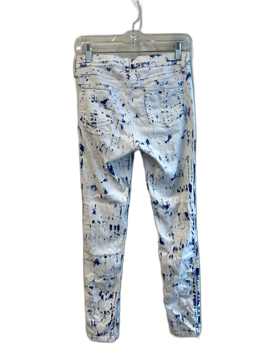 Rag & Bone Size 27 White & Blue Cotton Mid Rise Abstract Print 5 Pocket Jeans White & Blue / 27