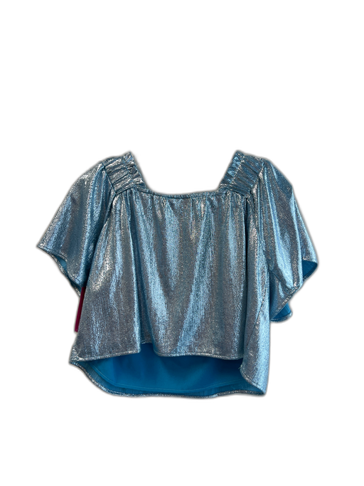 Queen of Sparkles Size S Blue Polyester Off Shoulder Sparkle Print Cropped Top Blue / S
