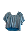 Queen of Sparkles Size S Blue Polyester Off Shoulder Sparkle Print Cropped Top Blue / S