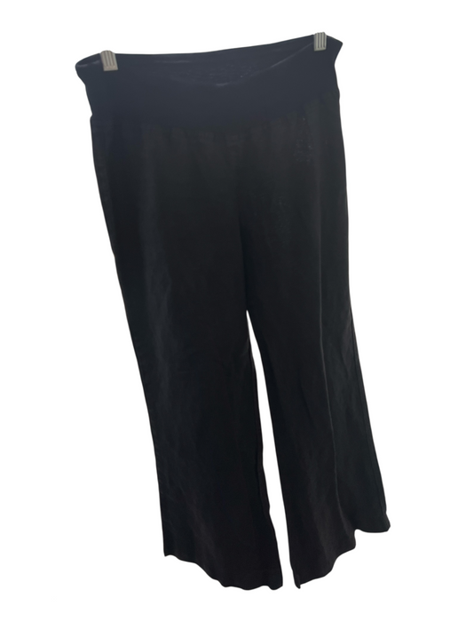 Three Dots Size Est XS Black No Fabric Tag Linen Elastic Waist Wide Leg Pants Black / Est XS