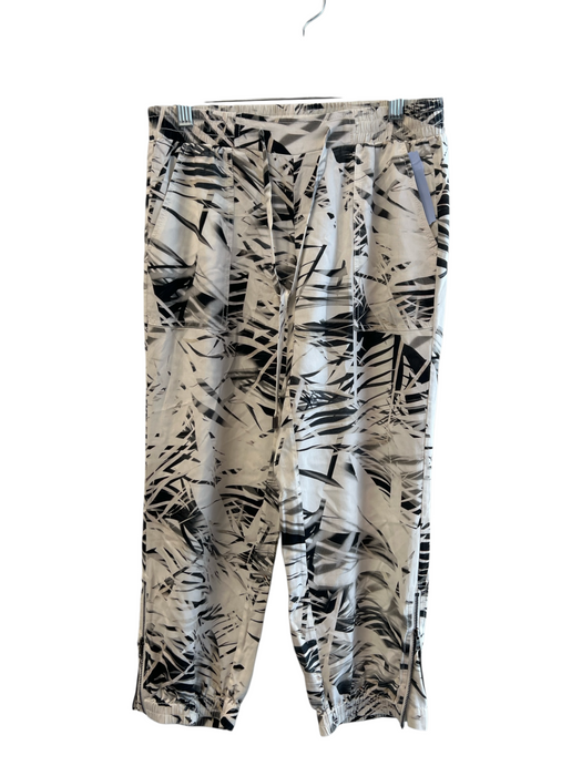 Go > Go Silk Size XS Black & White 100% Silk Elastic Waist Tie Waist Pants Black & White / XS