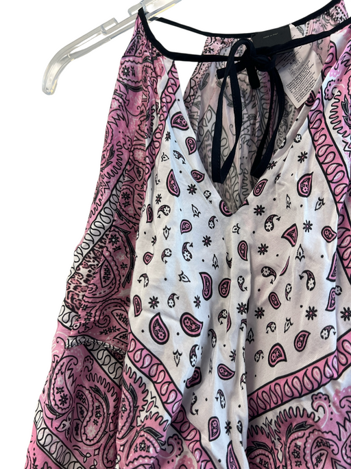 Pinko Size XS Pink Viscose Tie Detail Bandana Flowy V Neck Top Pink / XS