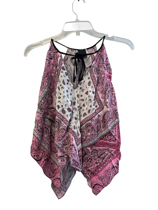 Pinko Size XS Pink Viscose Tie Detail Bandana Flowy V Neck Top Pink / XS