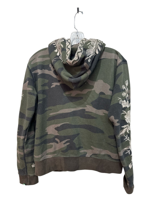 Johnny Was Size S Green & Multi Cotton Camo Floral Embroidery Zip Front Jacket Green & Multi / S