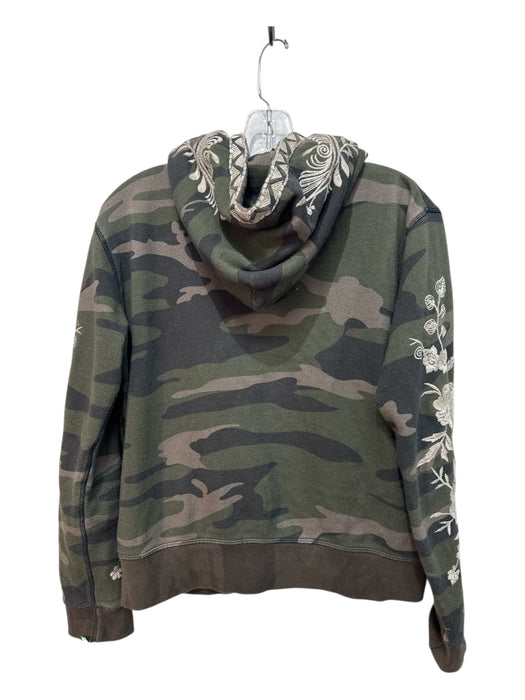 Johnny Was Size S Green & Multi Cotton Camo Floral Embroidery Zip Front Jacket Green & Multi / S