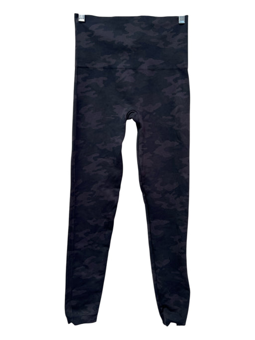 Spanx Size Medium Black & Gray Nylon Blend Wide Waist Band Camoflage Leggings Black & Gray / Medium
