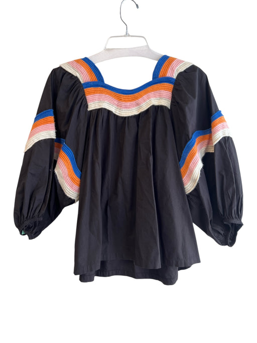 Corey lynn calter Size Small Black & Multi Cotton 3/4 Puff Sleeve Top Black & Multi / Small