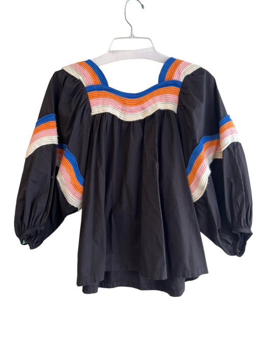 Corey lynn calter Size Small Black & Multi Cotton 3/4 Puff Sleeve Top Black & Multi / Small