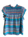 Marie Oliver Size XS Blue & Pink Silk Lined Tye Dye Ruffle Neck Top Blue & Pink / XS