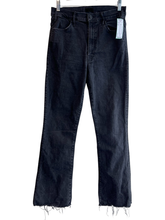 Mother Size 29 Black Cotton Blend 4 Pocket High Rise Zip Fly Raw Hem Jeans Black / 29