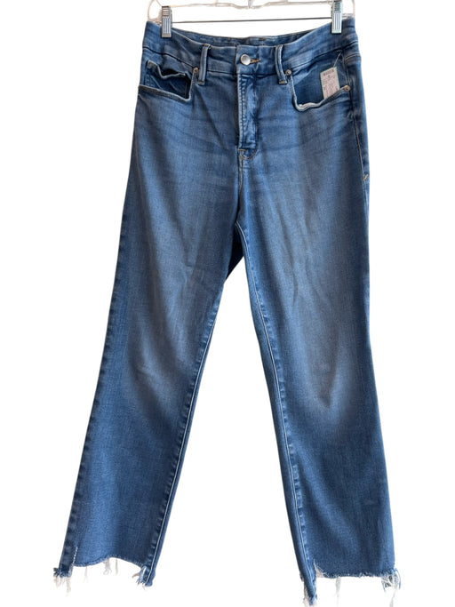 Good American Size 29 Med Light Wash Cotton Blend Mid Rise Zip Fly Raw Hem Jeans Med Light Wash / 29