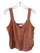Isaac Mizrahi Size M Orange Linen Button Front Sleeveless V Neck Top Orange / M