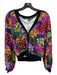 Farm Rio Size P Black & Multi Viscose Floral Button Front Cardigan Sweater Black & Multi / P